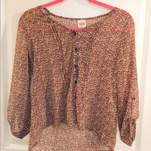 Sheer high low floral top